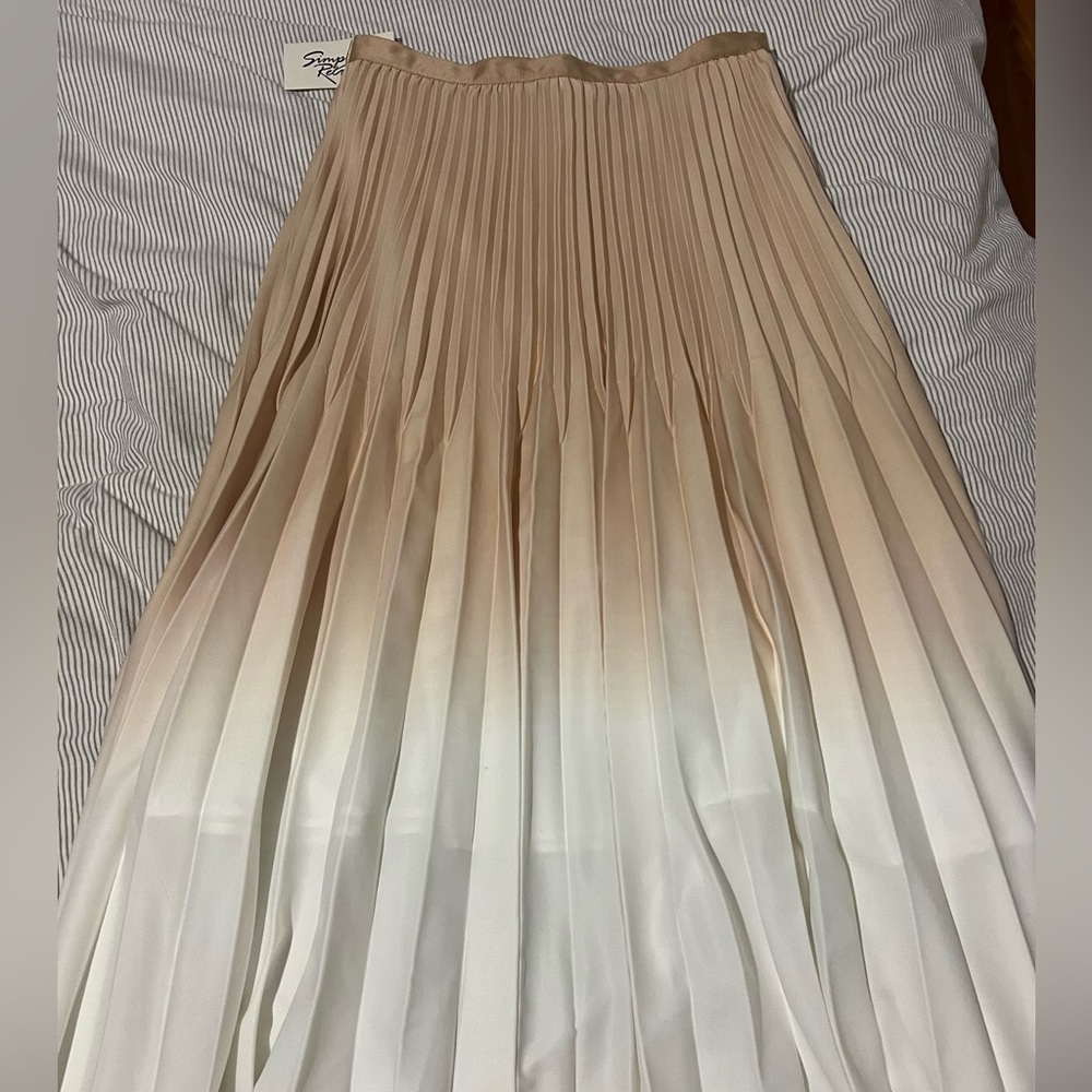 Simple retro the gradient pleated skirt size large